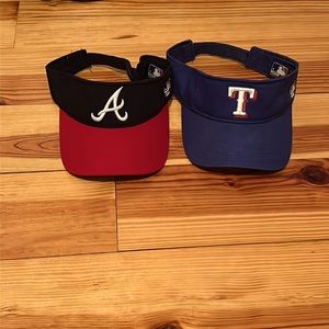 Baseball team visors (Atlanta braves & Texas Rangers)